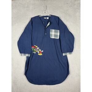 Vintage Disney Adult L/XL Nightgown Pajamas Blue Mickey Mouse Goofy 90s